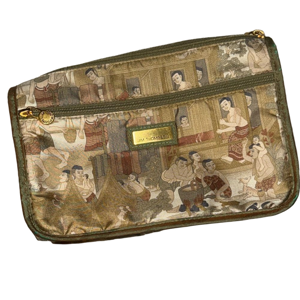 Jim Thompson Thai silk asain scenery small bag